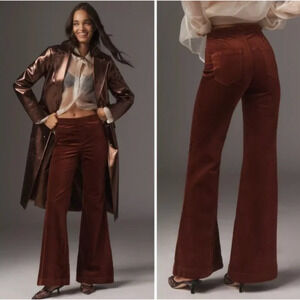 Anthropologie Pilcro Pull-On Retro Flare Velvet Jeans Size 32 Mid-Rise Pant NWT